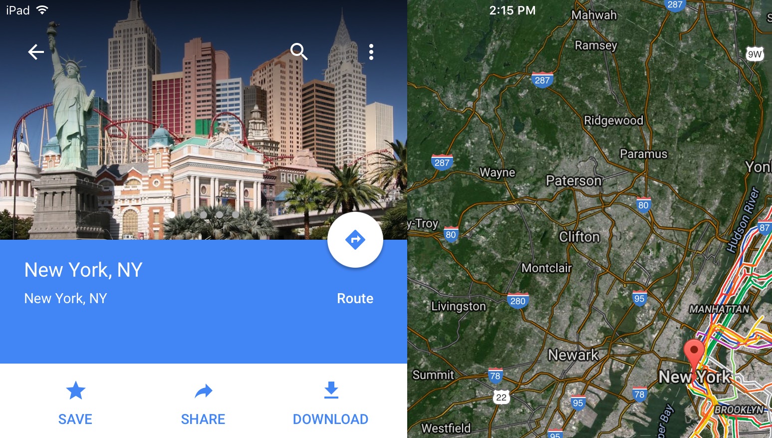 New York, Las Vegas, Google Maps